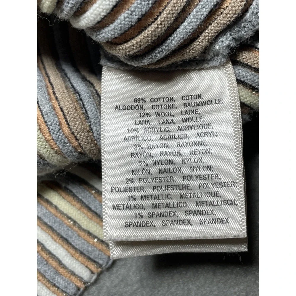 Women's M Sweater Top‎ Anthropologie Nessa Striped Smocked Gray Orange Wool Boho